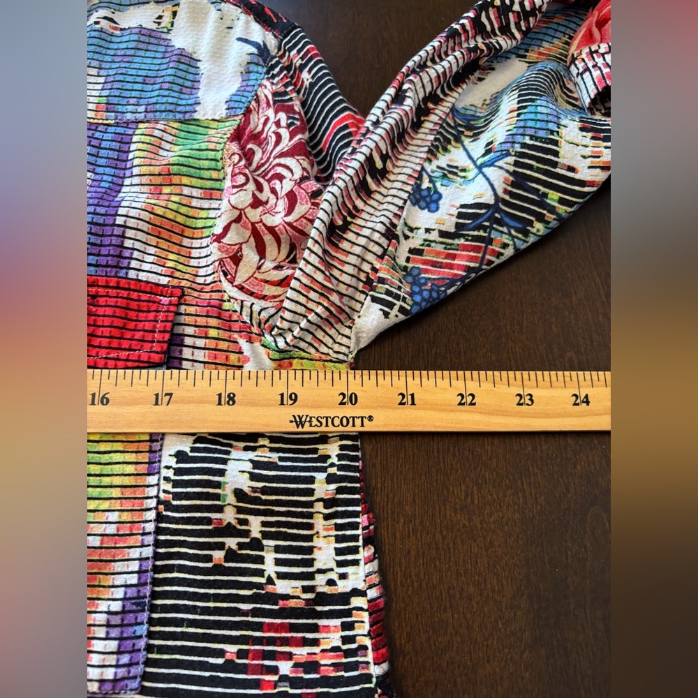 Desigual Overprinted Long Sleeve Button Down High-Low Shirt Blouse M Artsy Boho - Picture 7 of 8